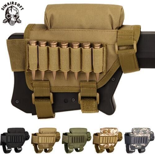 Tactical Buttstock Rifle Cheek Rest Pouch Riser Pad Ammo Cartridges Holder Carrier Molle Pouch Round Shell Nylon Cartridge Bag