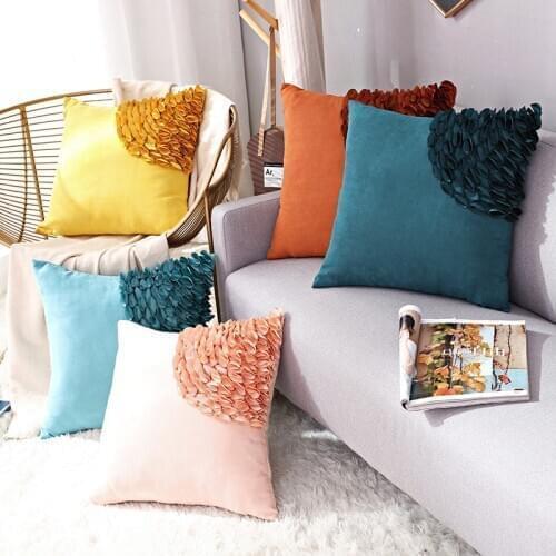 3D Flower Cushion Cover Pillow Case Suede 45 X 45cm Square Throw Pillow Case for Home Office Couch Sofa Decoration Drop Shipping