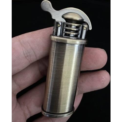 Retro Free Fire Flint Lighter Grinding Wheel Flint Brass Kerosene Compact Lighter Cigarette Gasoline Windproof Gadgets For Men