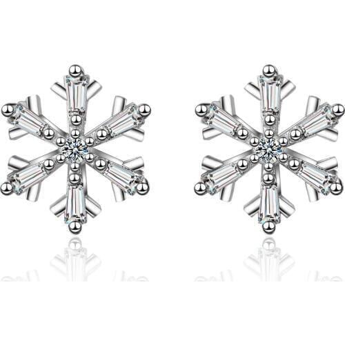 WYJZY Snowflake ladies earrings simple inlaid zircon ladies clothing with earrings exquisite anniversary Christmas gift jewelry