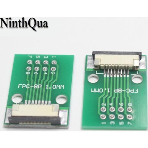 1pcs 8P FPC Adapter Plate 1.0MM Pitch 8PIN Down Type Drawer Plug to 2.45 mm Flat Cable Socket for PCB LCD
