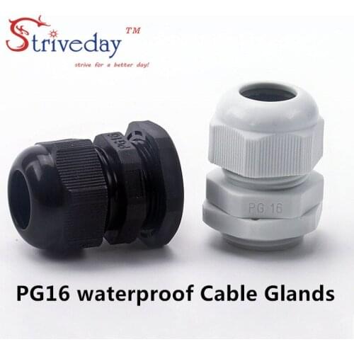 10pcs/lbag White Black PG16 Nylon cable gland Wiring Accessories LED cable connector waterproof Gland