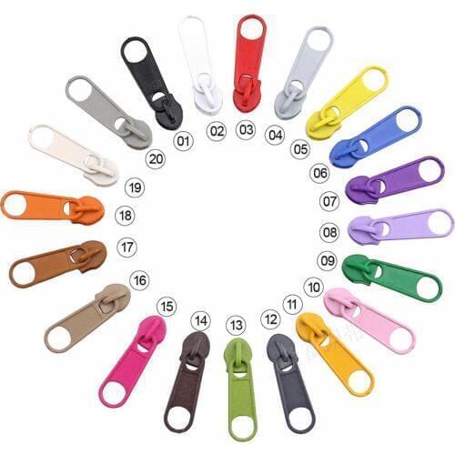 100Pcs/lot 3# Nylon Coil Zipper Slider DIY Zipper Puller Metal Zipper Slider Zipper Head Pull Replacement Repair Kit Garment Bag Suitcase DIY Zip Fastenings Accessories