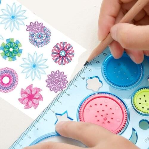 20CM Kawaii Cute DIY Spirograph Ruler Circle Puzzle Template Rulers for Children Girl Drawing Gift Creative Toy Cute Stationery