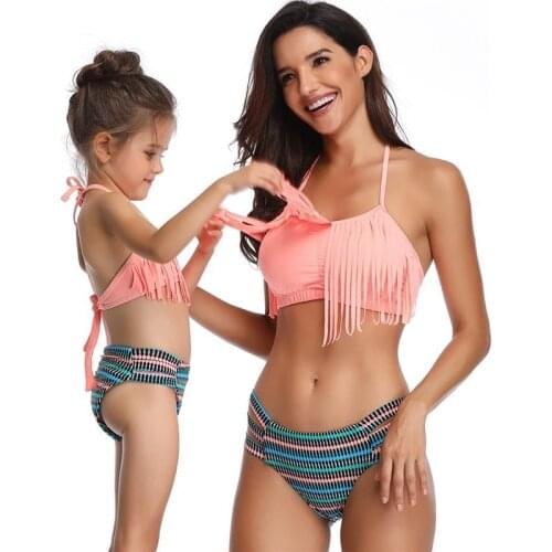 2020 Family Matching Outfits Mother Daughter Kids Swimwear One Piece Bikini Mommy And Me Monokini Mama Baby Beachwear Swimsuit