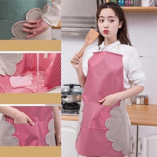 215E 1PC Waterproof Strip Apron Kitchen Adjustable Wipe Hands Pocket Pinafore Keep Clothes Clean Sleeveless Male Female Apron