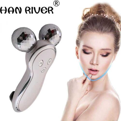 3 d micro electric current charging thin face acupuncture massager vibration roller V face lift