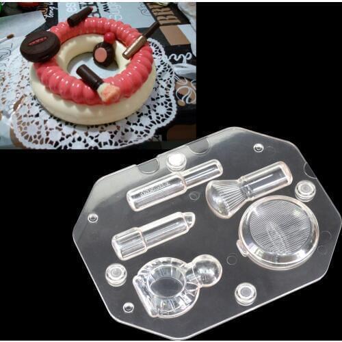 3D Cosmetics Polycarbonate chocolate Molds Stereo Lipstick Mascara Chocolate Mould Candy Cake DIY Decoratin Pastry Baking Tool