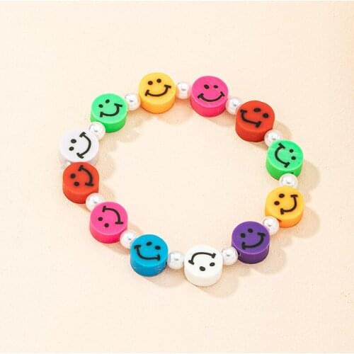 Acrylic Smiley Face Bracelet Creative Trendy Sweet Cute Fruit Resin Hand Jewelry Women Birthday Gift