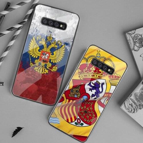 Russia Spain United States America Flag Phone Case Tempered Glass For Samsung S20 Plus S7 S8 S9 S10 Plus Note 8 9 10 Plus