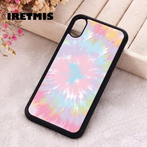 Iretmis 5 5S SE 2020 Phone Cover Case for iPhone 6 6S 7 8 Plus X Xs XR 11 12 Mini Pro Max Rubber Silicone Pastel Tie-dye