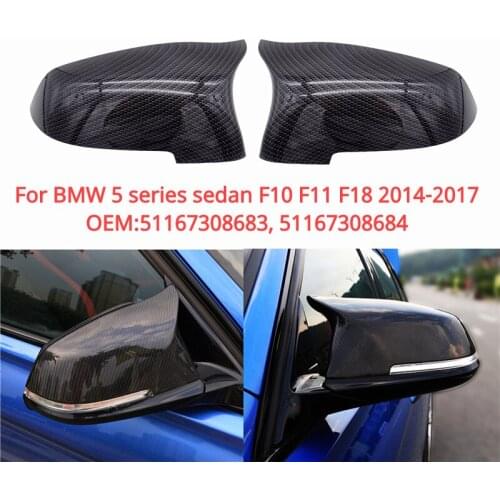 Rearview Mirror Covers Black for Bmw 5 Series F10 F11 Lci 2014-2017 Car Caps Replacement Side Rear-View 51167308683 51167308684