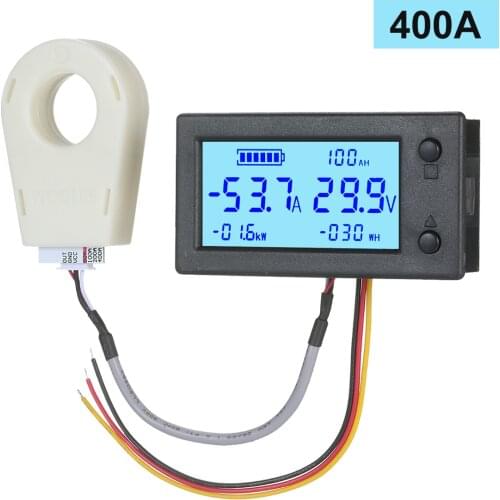 DC 5V~90V Digital Voltmeter Ammeter Gauge Electric Energy Monitor Battery Capacity 5in1 Hall Voltage Amp Power Watt-Hour Meter