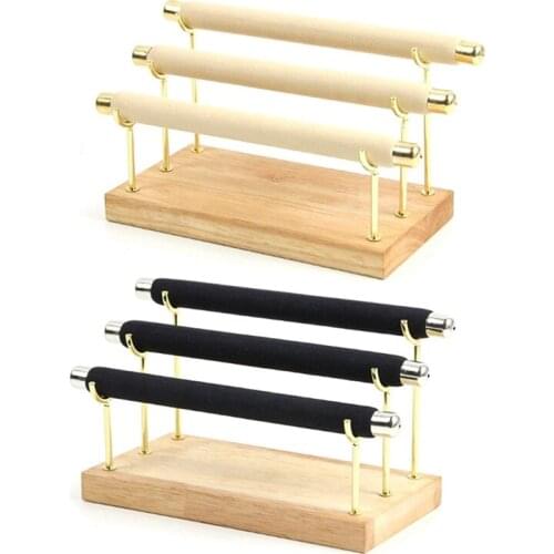 Wooden Jewelry Display Stand Ring Holder T-Bar Display Bracelets Anklets Jewelry Display Stand Packaging Jewelry Tool