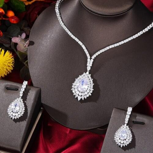 GODKI Luxury SAUDI ARABIA HIGH Jewelry Sets For Women Wedding Necklace Earring Set Cubic Zircon Dubai Bridal jewelry Set 2020