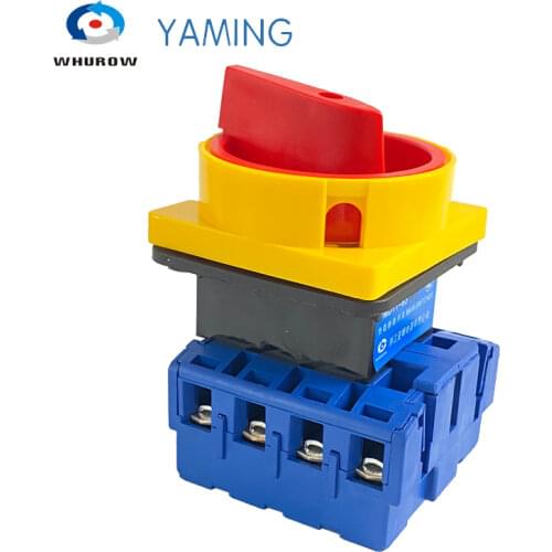 Yaming Load break isolator switch with padlock panel 63A 4 Phases 2 position on-off Changeover rotary switch YMD11-63A/4P