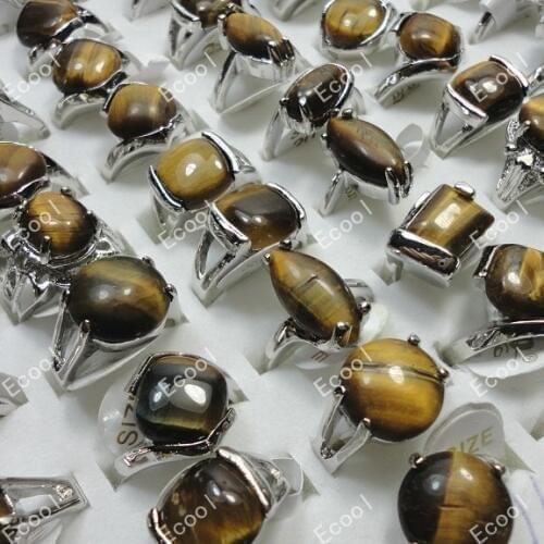 100pcs New wholesale jewelry ring lots tiger-eye pretty silver plated Rings Free shipping RL276