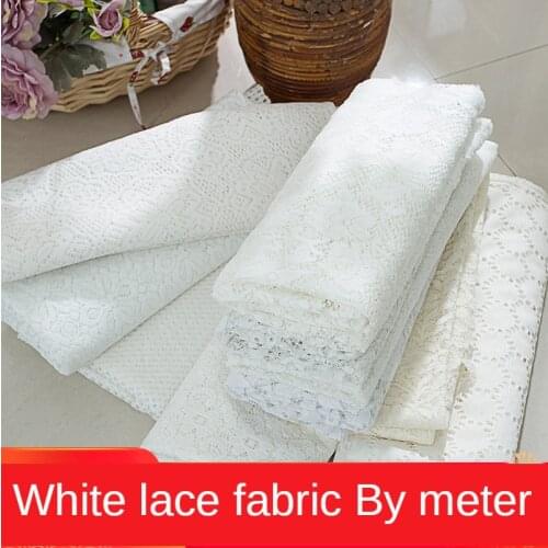 Lace Fabric By The Meter Hollow Out White Wedding Dress DIY 3D Flower Water Soluble Thin Clothing Black Brocade Sewing Mesh Per