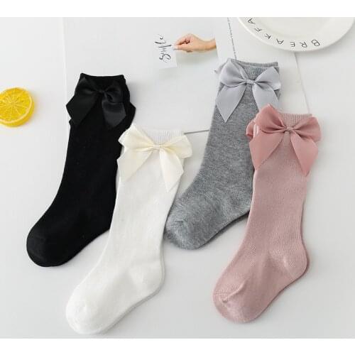 Baby Girls Socks New Toddlers Girl Big Bow Knee High Long Soft Kids Socks Bowknot 100% Cotton 0-3 Years Newborn Socks