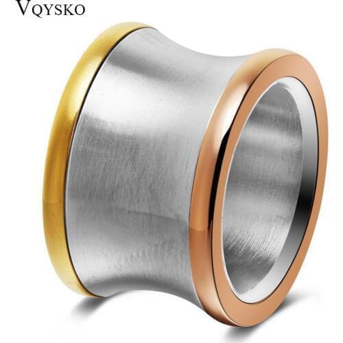 New Arrival Stainless Steel Rings for Women Size 6, 7, 8, 9 10 Gold-Color Mix Big Irregular Round Jewelry