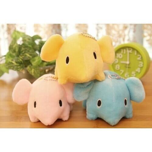 Super Kawaii 11CM Colorful Elephants Plush Stuffed Toy Key Chain Pendant Plush Toy Doll Gift Bouquet Toys