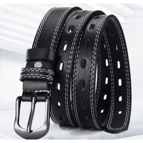 Casual All-match Ladies Adjustable Belts For Female Waist Strap Simple Genuine Leather Sweet Hollow-out Button Belt Beautiful