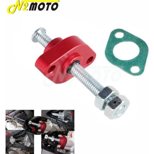 Red CRU Manual Cam Chain Tensioner Timing Tension Adjuster for CRF150 CRF250 CRF450 XR XT TRX 450 SV650 XV 700/750/ 1000 Virago