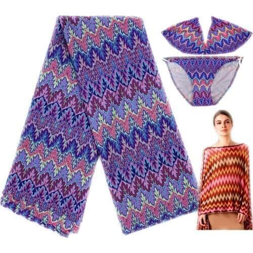 Knitting Lace Fabrics Zig Zag 1 Yard Wave Striped Flame Fabric Soft Mesh Dress Fabric Floral 150Cm