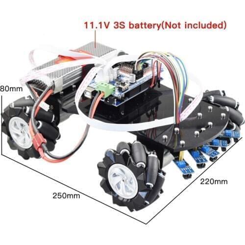 Line Tracking Smart RC Mecanum Wheel Robot Car Omni-Directional for Arduino with 12V Encoder Motor DIY Project STEM