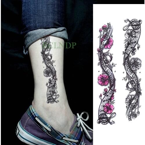Waterproof Temporary Tattoo Sticker Musical Notes Flower English Letter Fake Tatto Flash Tatoo Foot Hand Arm for Girl Women Men