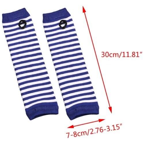 Women Winter Warm Cable Knitted Long Fingerless Gloves Chunky Crochet Striped Color Arm Warmers Thumbhole Mittens