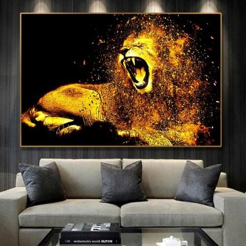 Animal Graffiti Art Canvas Painting Posters and Prints HD Angry Roar Lion Wall Art Decorative Picture for Living Room Home Decor