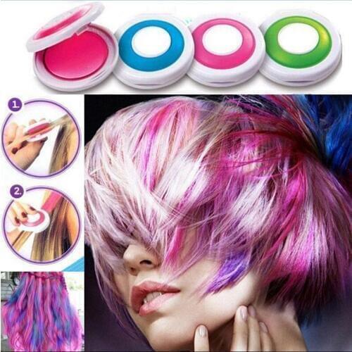 1Set 4 colors Dye hair powdery cake Temporary Hair Chalk Powder Dye Soft Pastels Salon Party Christmas DIY Color Random