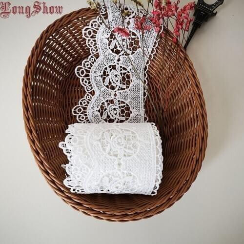 1lot 15 Yards 10cm Width White Colour Pure Polyester Embroidered Lace Trim DIY Sewing Accessories