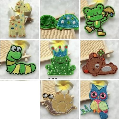 1PCS Cartoon Lovely bearAnimal Frog Christmas Tree Group Combine Embroidery Owl Decoration children Clothes Shoes Giraffe Patch