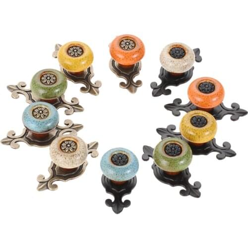 1 PC Colorful Kitchen Cupboard Knob Antique Copper Ceramic Knobs Dresser Door Knob Drawer Cabinet Pulls Furniture Handle
