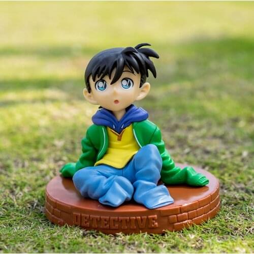 10CM Anime Detective Conan Jimmy Kudo Edogawa Sitting Konan PVC Figure Borthday Gift Model Toy