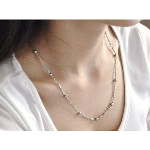 2pcs Lot 18 inch 4mm stainless steel Sweet Lovely Ball chain necklace for women Girls
