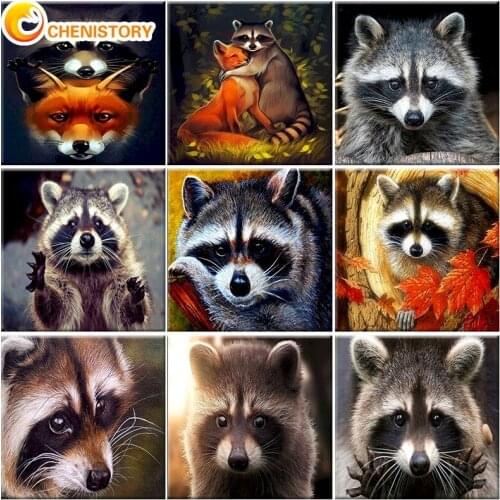CHENISTORY Diy Frame Painting By Numbers Civet Cats On Canvas Landscape Pictures By Numbers Home Decor Animals Kits Adults Gift