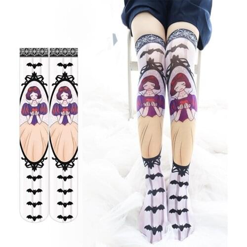 Lolita Student Girls Stockings Princess Bat Theme Velvet Long Stocking Long Overknee Tights Socks For Women