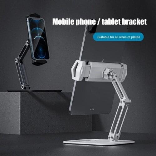 Tablet Stand Rotating Long Arm Mobile Phone Holder Height Angle Adjustable Folding Alloy Support Tablet Mount Bracket IPad Pro