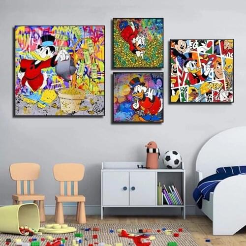 Disney Donald Duck Canvas Painting Rich Duck Character Posters and Prints Wall Art Picture for Living Room Decoration cuadros