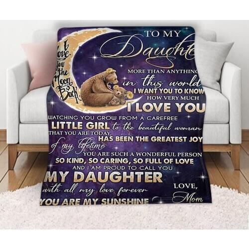 Home Letters To My Wife Daughter Express Love Blankets 3D Print Sherpa Blanket on Bed Home Textiles Best Christmas Gift Blankets