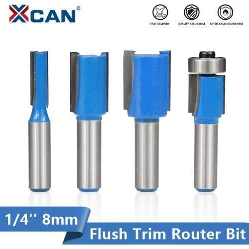 XCAN Flush Trim Pattern Router Bit 1/4''(6.35mm) 8mm Shank Woodworking Straight Milling Cutter