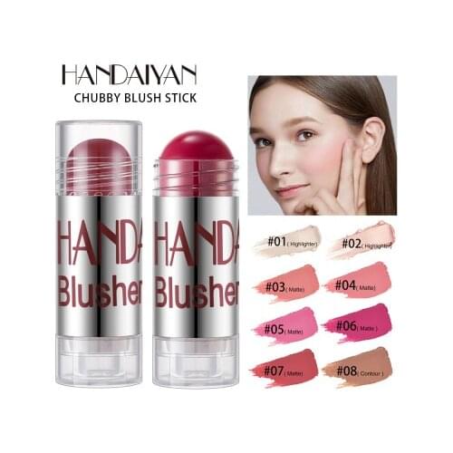 HANDAIYAN 8 Colors Fat Crayon Chubby Natural Blush Stick Smooth Rouge Pen