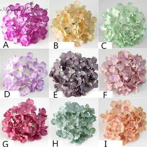 Artificial hydrangea flower heads photography 25 autumn color ailk wedding fake flower DIY decoration home hotel background15pcs