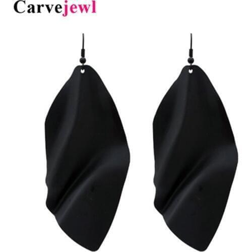 Carvejewl irregular leaf huge dangle earrings for women jewelry girl gift bohemian hot sale fashion matte black plating earrings