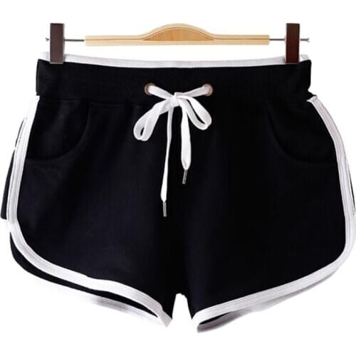 Summer Sports Shorts Gym Running Fitness Solid Color Shorts Fashion Casual High Waist Sweatpants For Girls Ladies