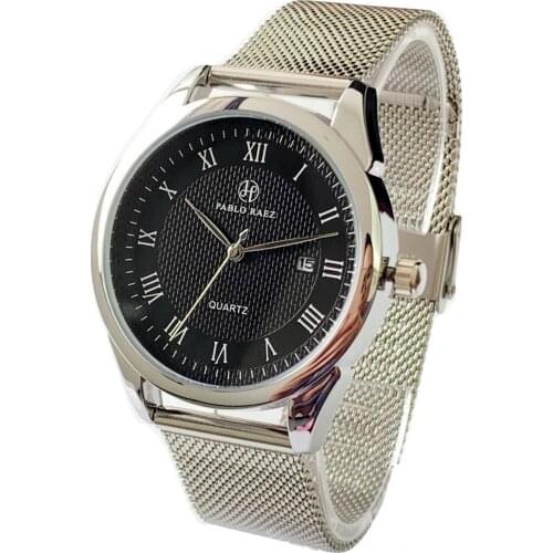 PABLO RAEZ Luxury Top Brand Wristwatches Men Stainless Steel Mesh Band Fashion Quartz Clock Ultra Thin Male Relogio Masculino