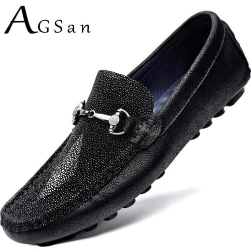Luxury Brand Men Loafers Genuine Leather Shoes Top Quality Mens Driving Shoes Party Loafers Slip On Office Business Flats Black